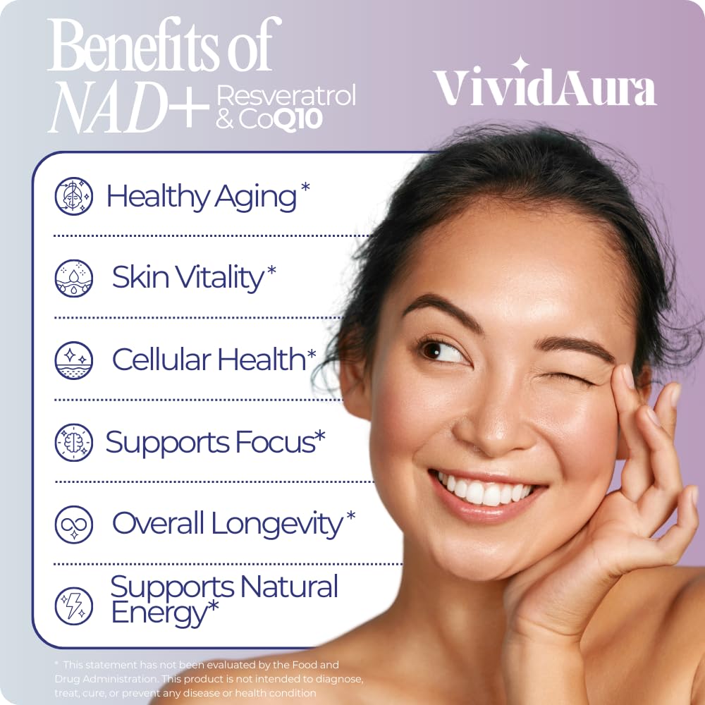 VIVIDAURA NAD precursor capsules highlighting 300mg NR for renewal.