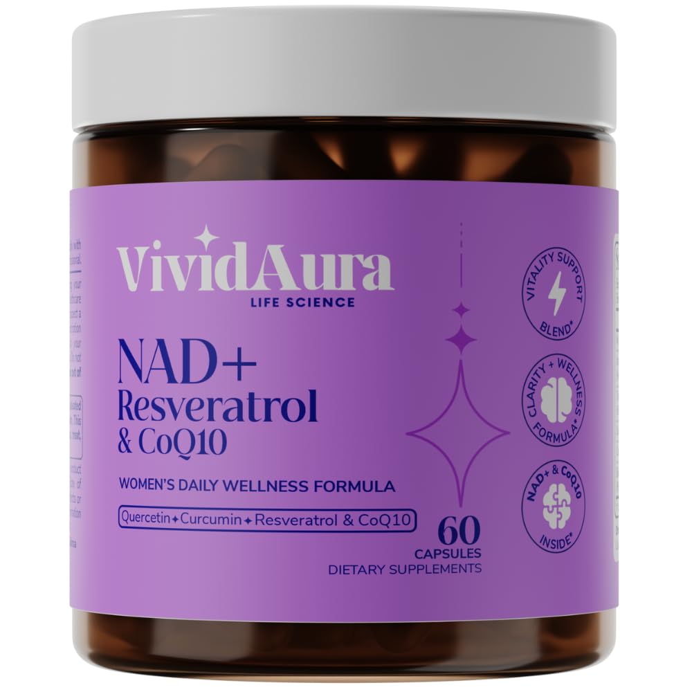 VIVIDAURA Radiance Renewal Complex bottle with NAD+ support for daily vitality.
