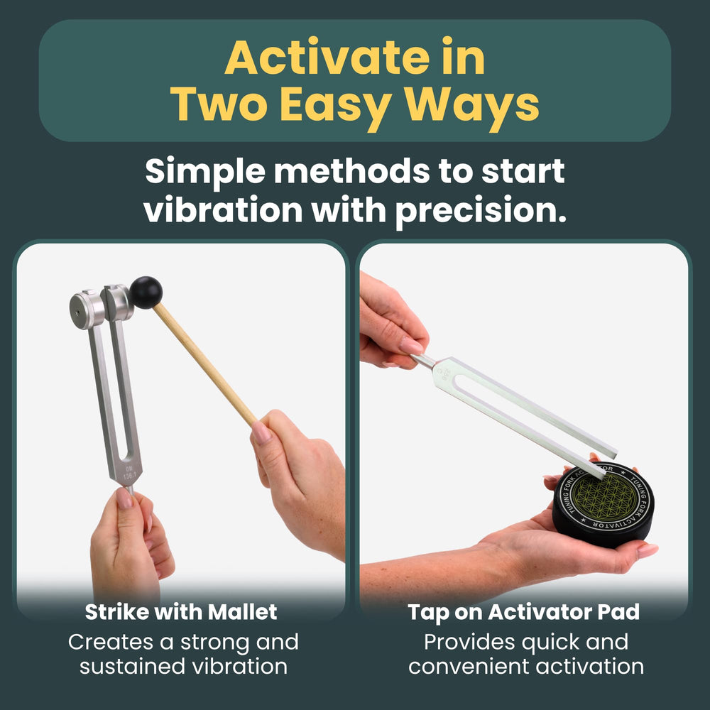 VIVIDVELVETVIBES activator mallet for optimal fork activation and rich tone.