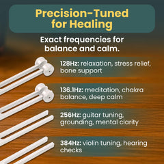 VIVIDVELVETVIBES tuning forks 136Hz for meditative resonance and energy alignment.