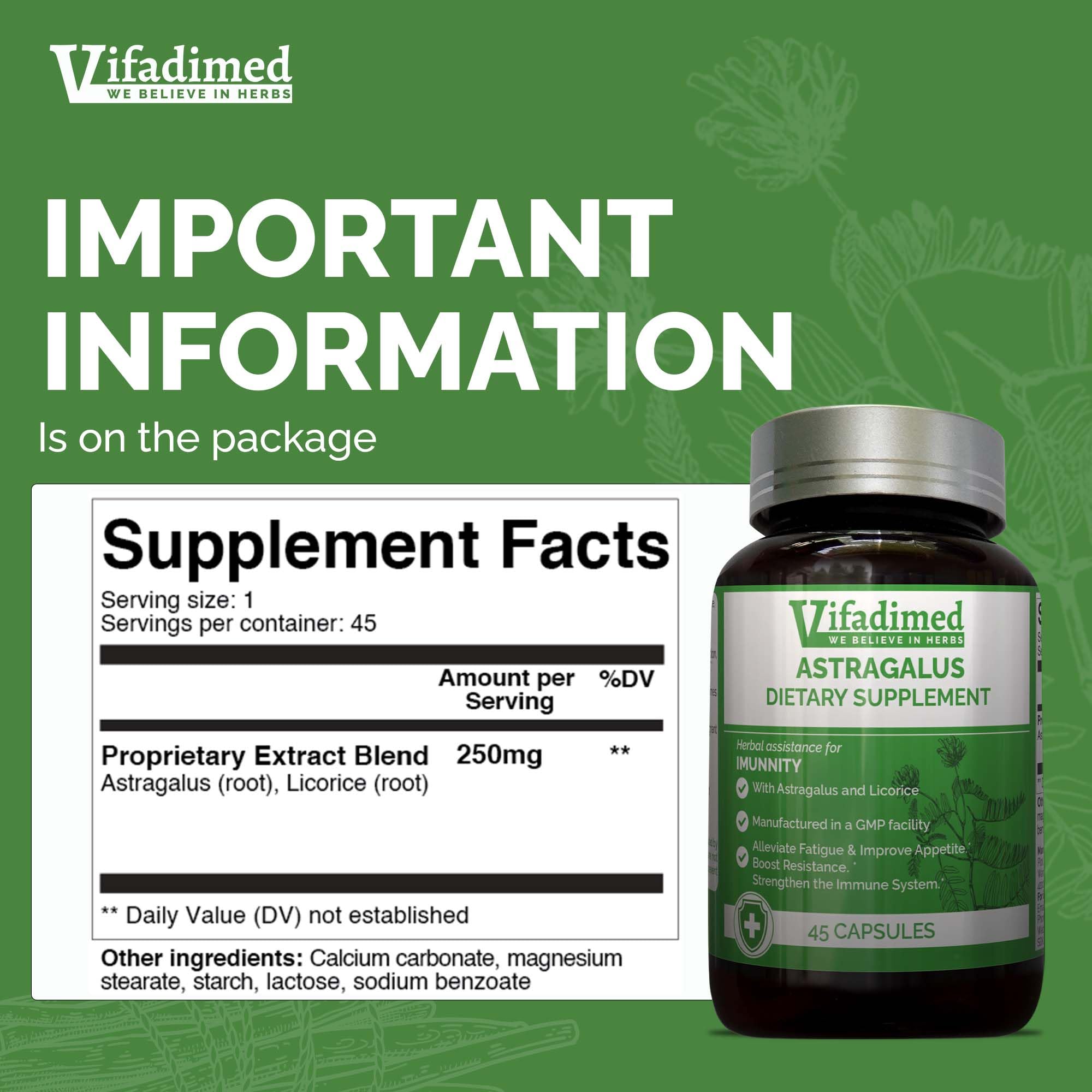 VIFADIMED packaging showcases natural ingredients and clear dosing guidance.