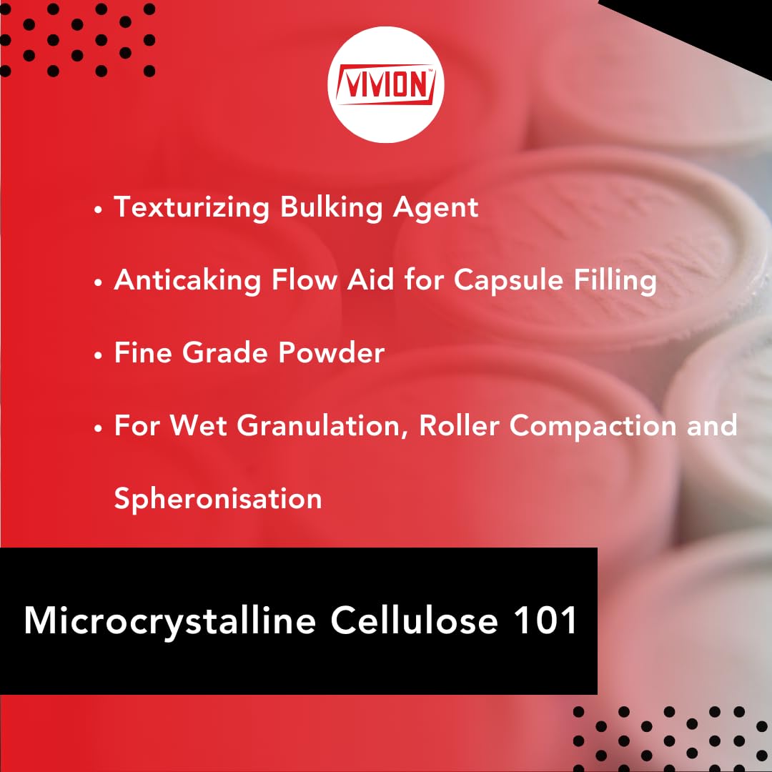 Vivion MCC 101 tablet formulation process showing granulation and tablet compression