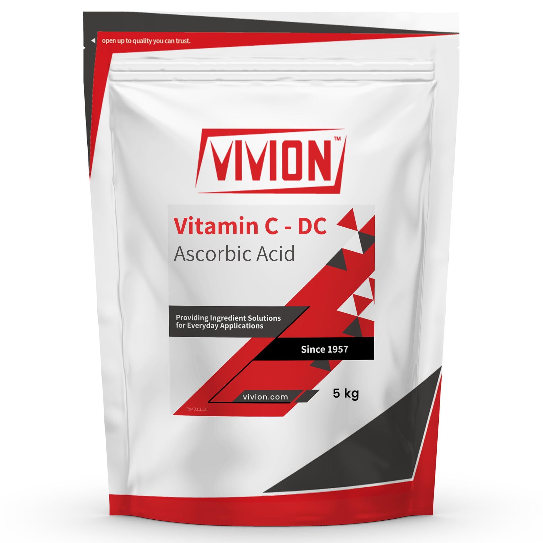 Vivion Vitamin C DC Powder bottle view highlighting a direct-compressible tablet binder.