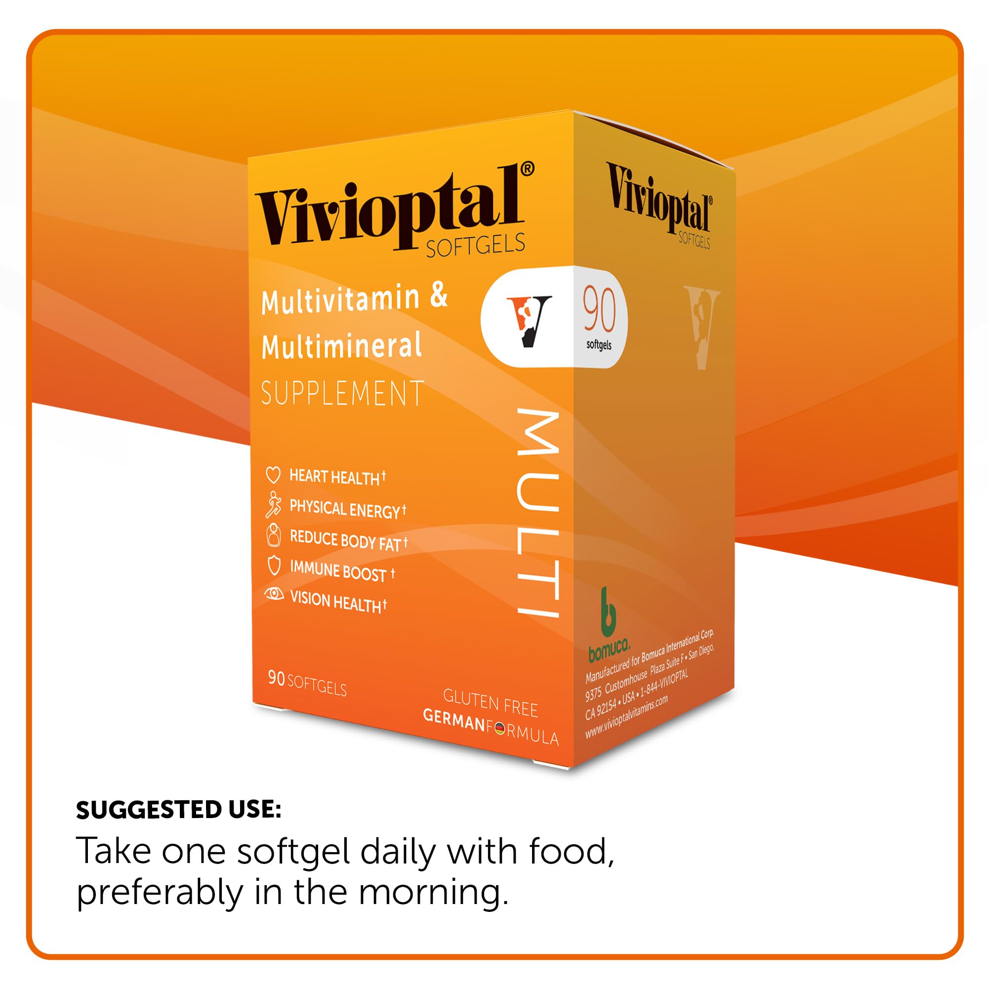 Vivioptal Multi bottle on bright desk, ideal for on-the-go daily nutrition.