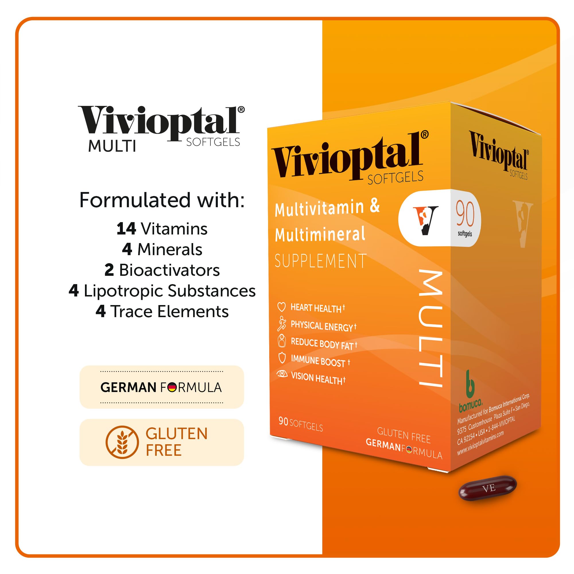 Vivioptal Multi gluten-free packaging, suitable for gluten-sensitive diets.