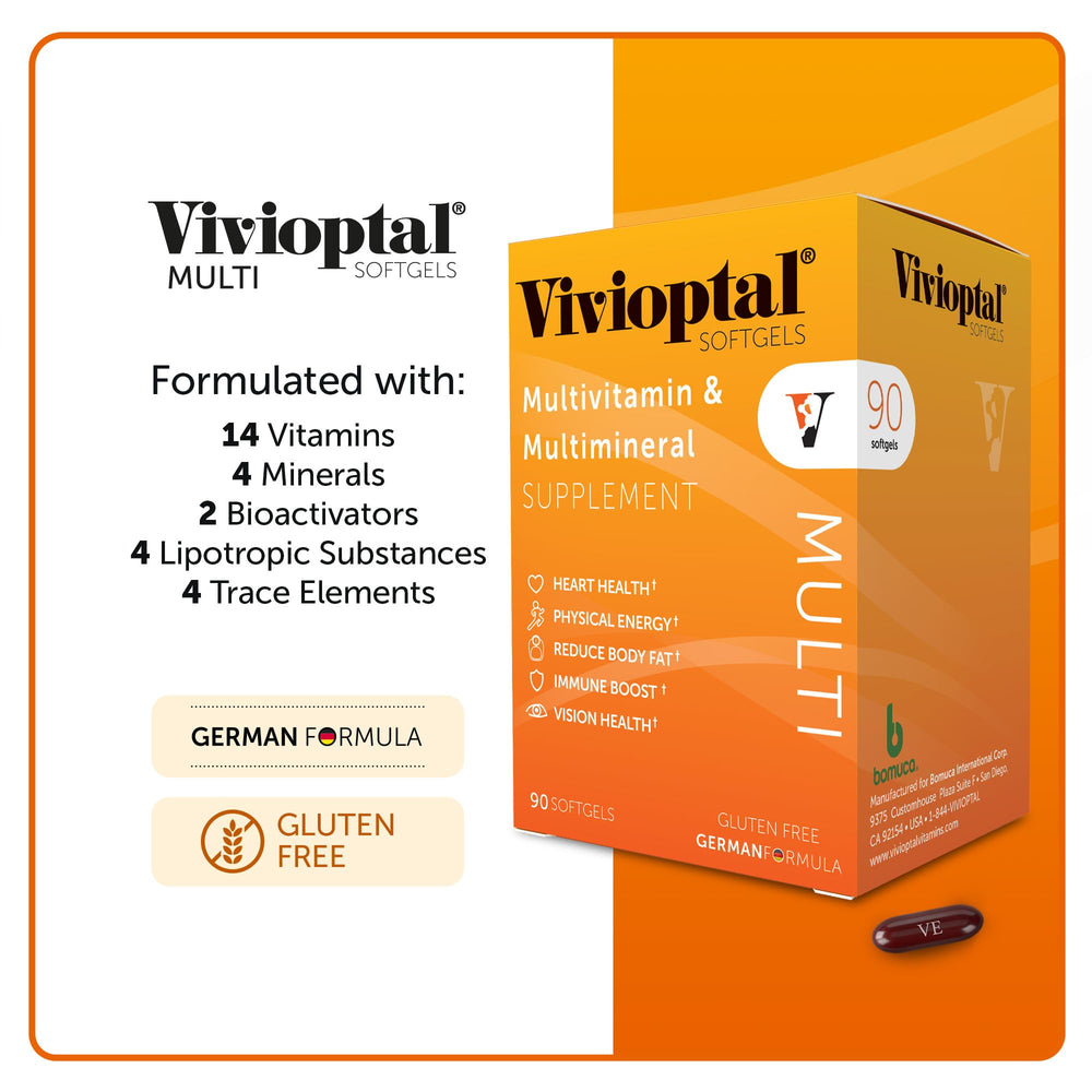 Vivioptal Multi gluten-free packaging, suitable for gluten-sensitive diets.