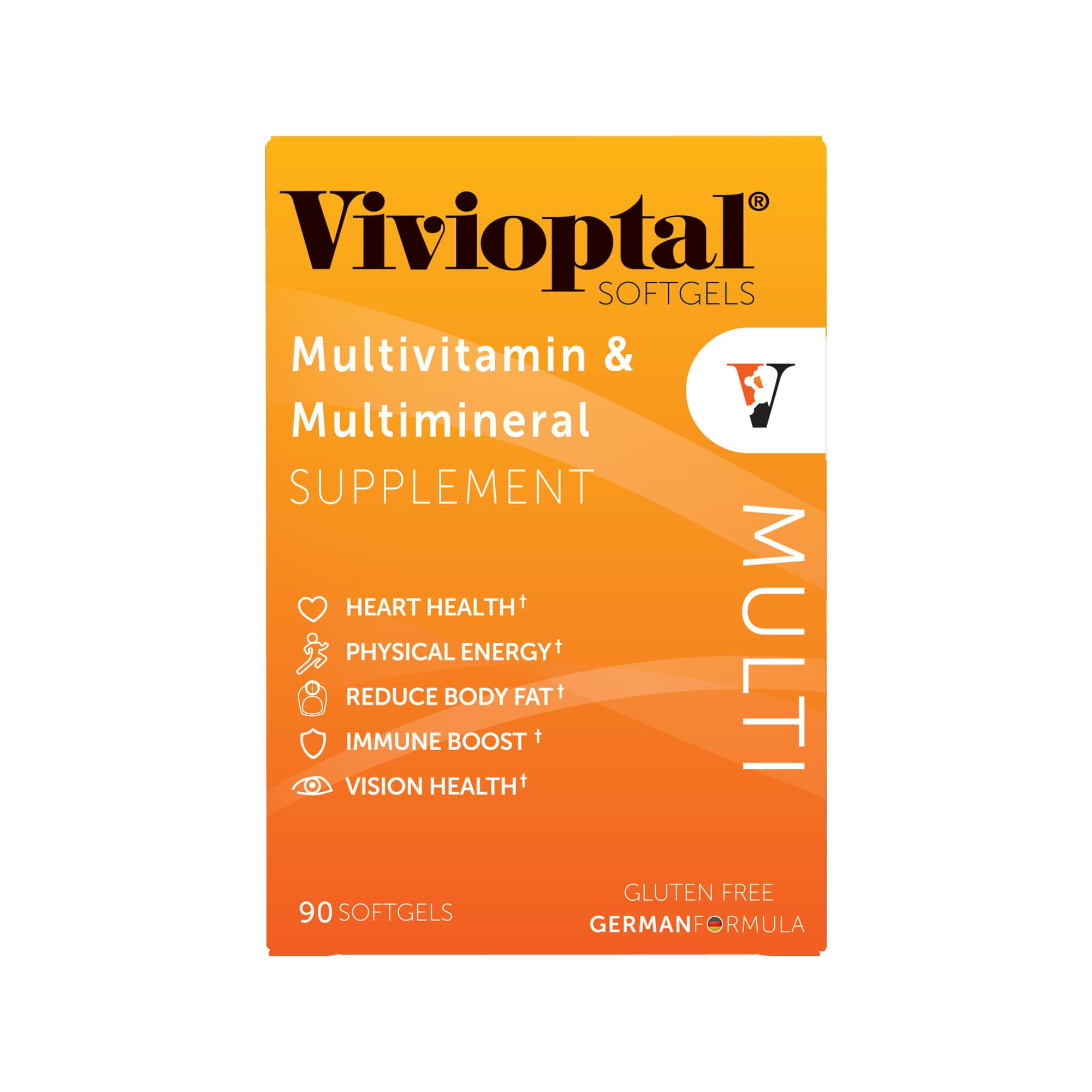 Vivioptal Multi softgels close-up, highlighting easy, once-daily capsules.