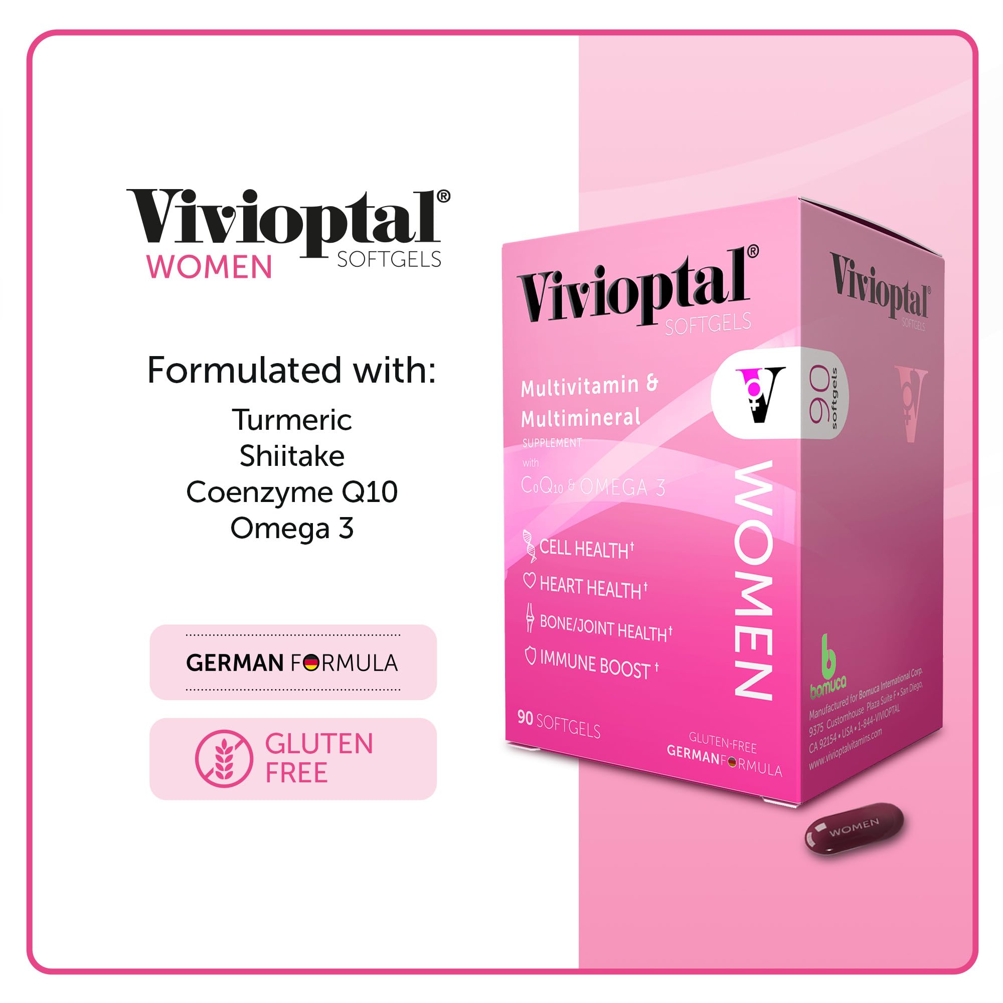 Vivioptal Women shiitake mushrooms highlighting circulation and cellular protection.