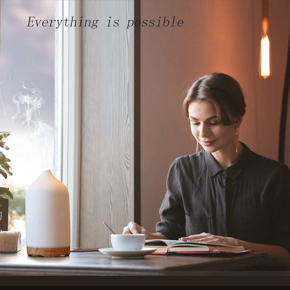 VIVITEST diffuser shows 250ML capacity for extended use.