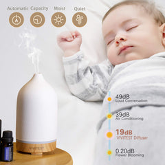 VIVITEST ceramic diffuser with LED ambient lights for mood.