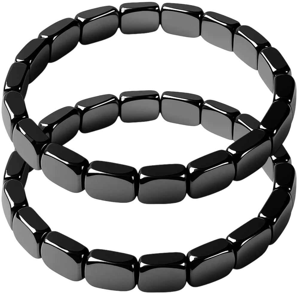 VIVIZEN Hemoy hematite bracelet close-up beads highlighting natural texture for daily focus.