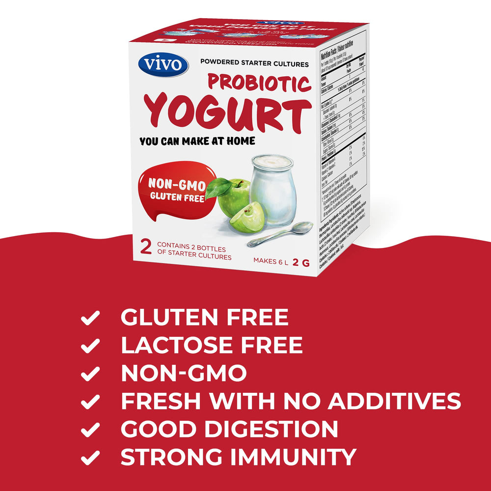 VIVO probiotic culture packaging close-up highlights diverse strains for everyday yogurt