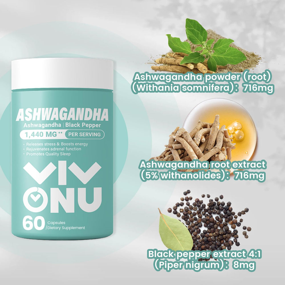 VivoNu Ashwagandha KSM-66 powder and root extract blend for stress support