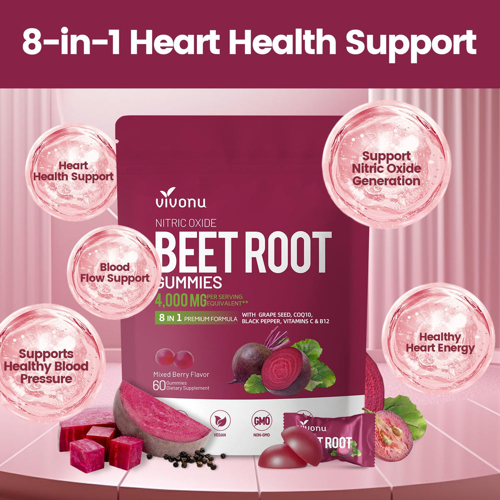Berry-flavored VivoNu Beet Root Gummies close-up highlighting natural taste