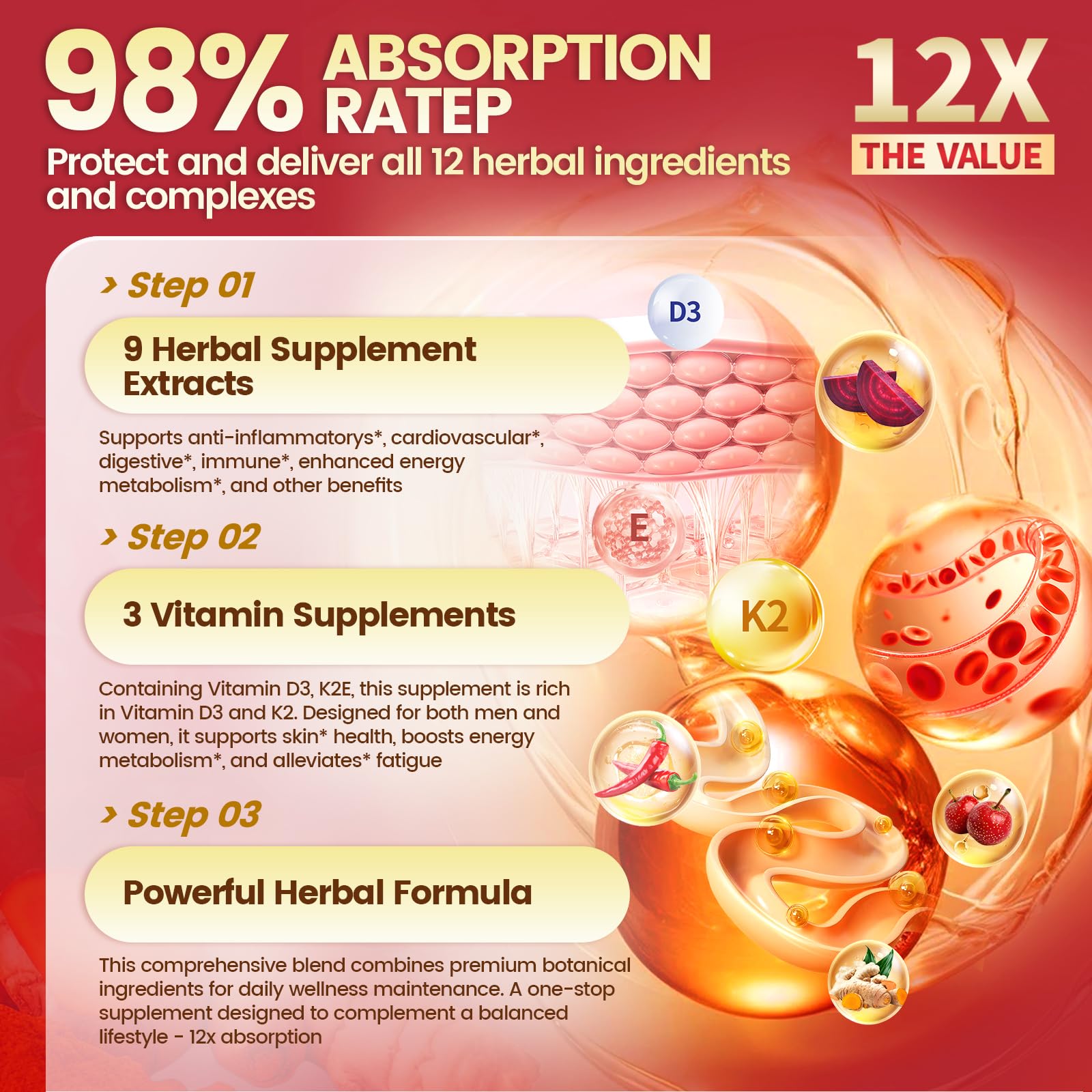 Beetroot and turmeric visuals emphasize vibrant plant-based support.