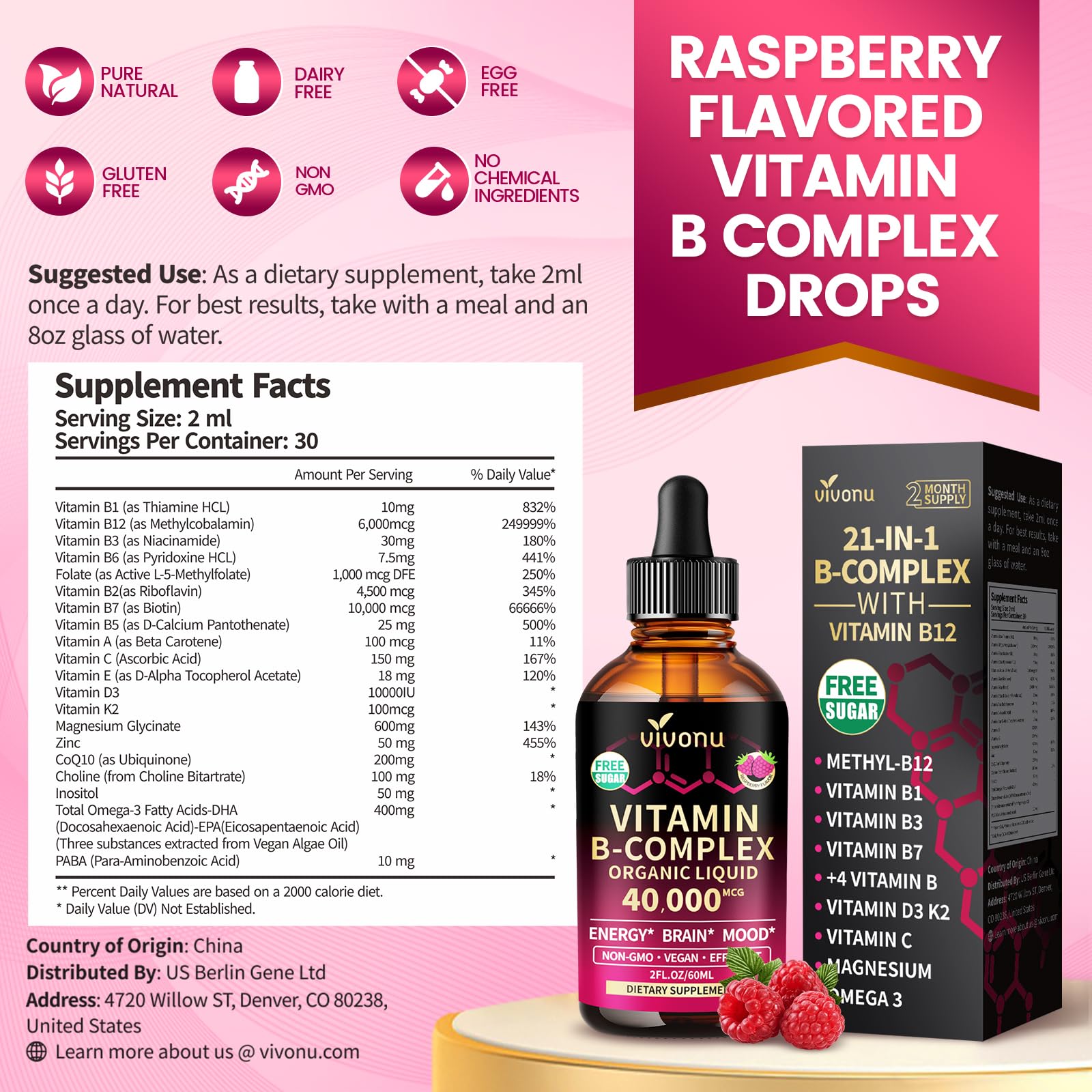 Bottle shows 60 servings for a month-long regimen.