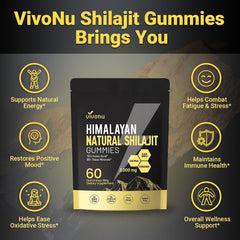 VivoNu gold-grade shilajit label closeup highlighting pure mineral-rich formula for vitality potential