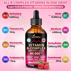 Label close-up reveals methylated B vitamins and CoQ10 blend.