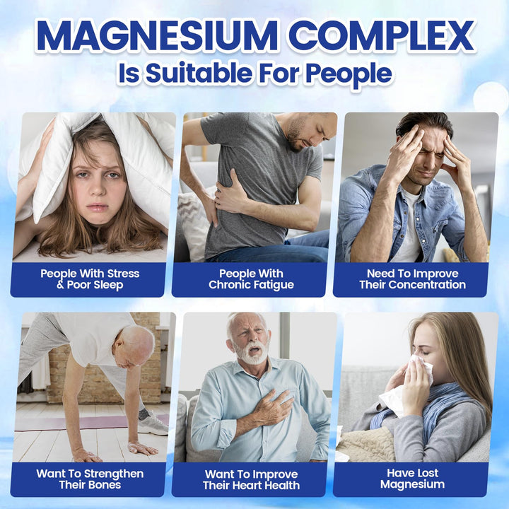 VivoNu Magnesium Complex label closeup emphasizes 8 bioavailable magnesium forms.