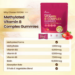 VivoNu methylfolate B9 gummy with vibrant strawberry flavor