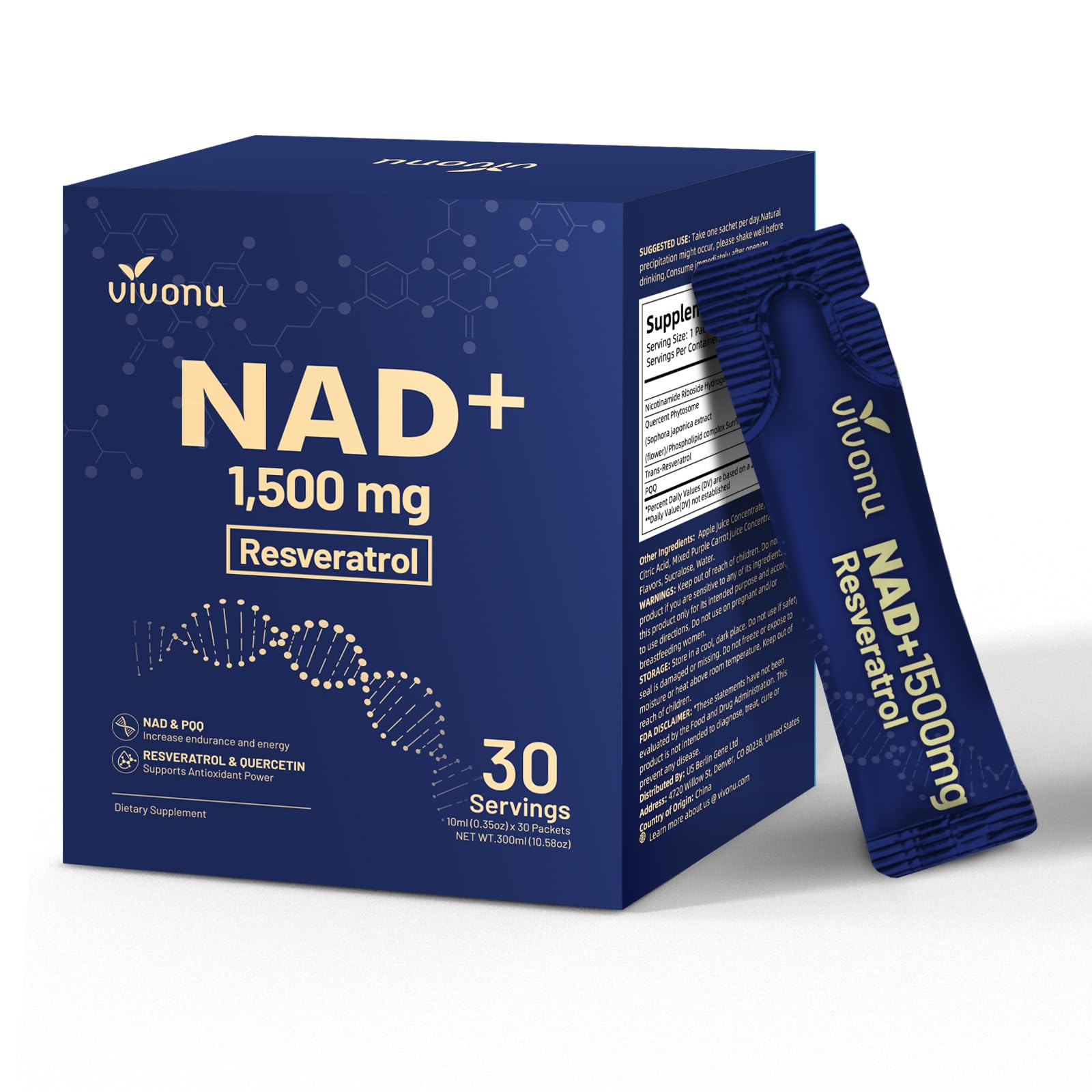 VivoNu Nad Liquid bottle front, ready for daily on-the-go energy support.