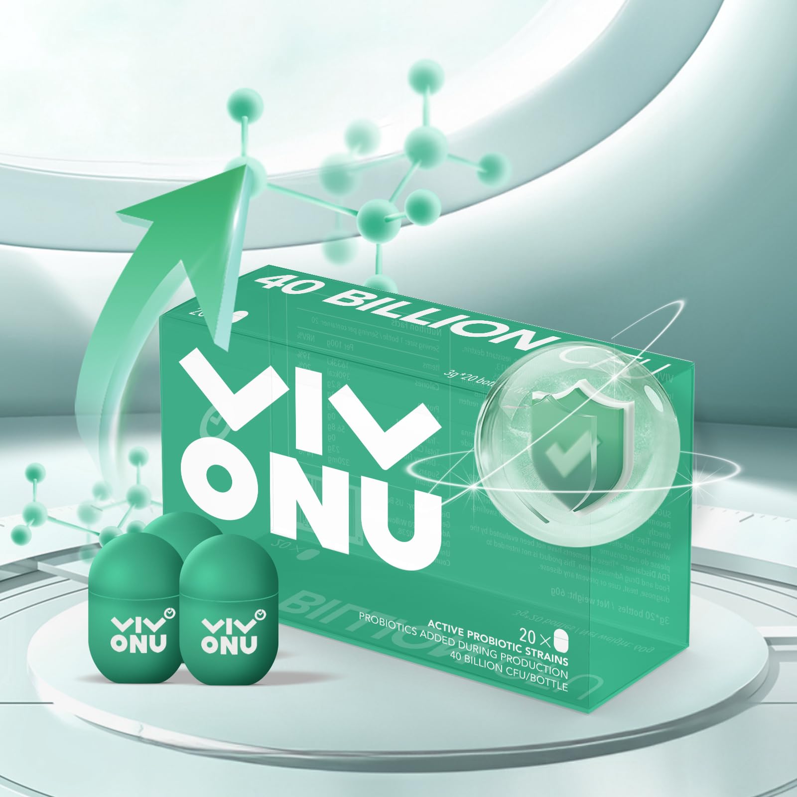 VivoNu probiotic powder being dispensed for easy consumption