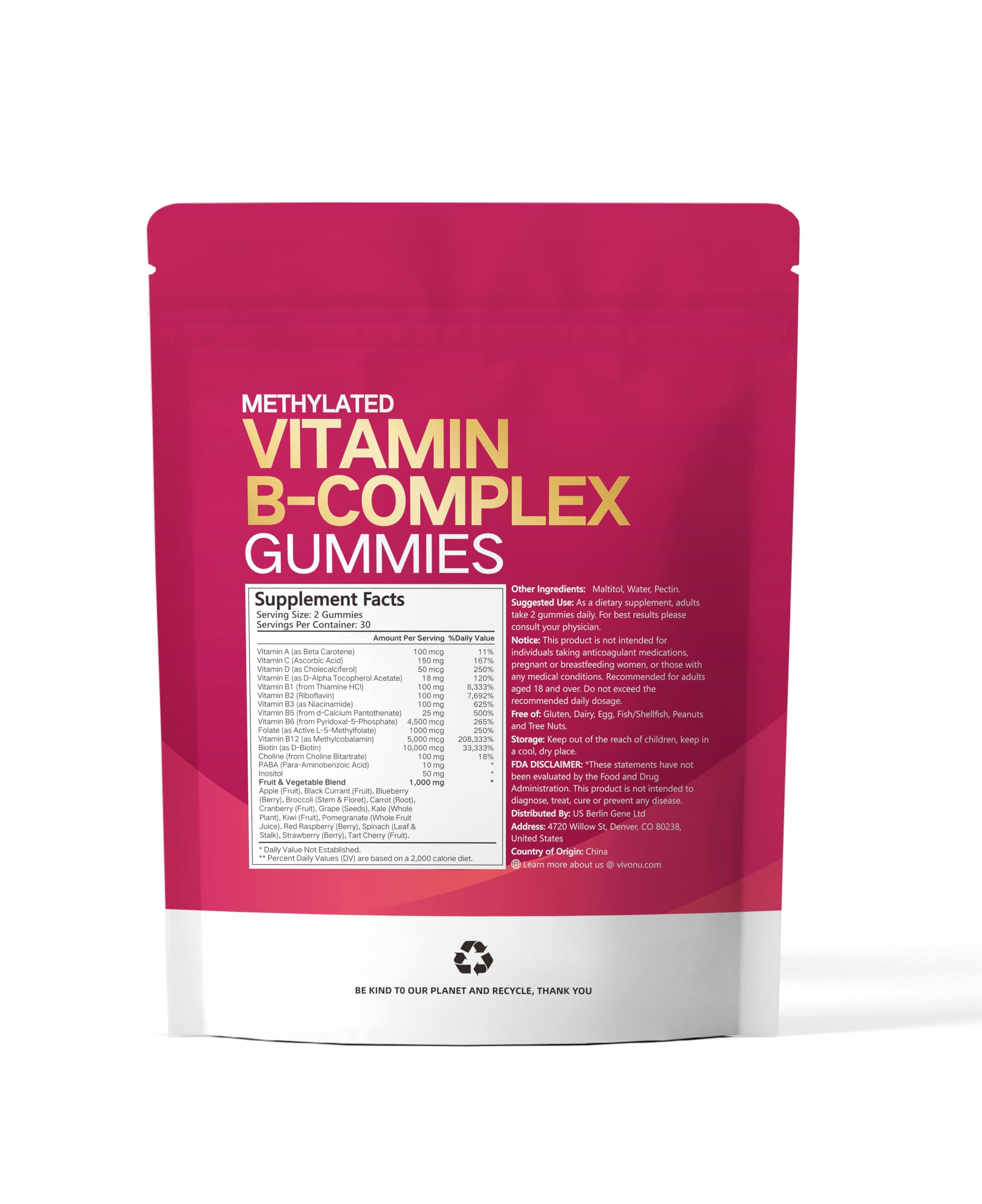 VivoNu strawberry flavor gummies emphasize natural ingredients