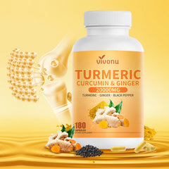 VivoNu Turmeric Curcumin liposome delivery bottle highlighting absorption potential