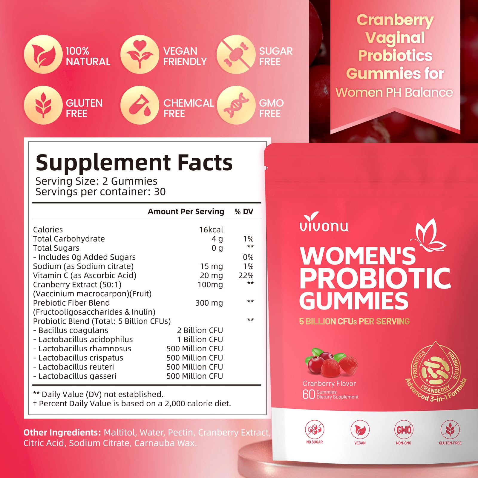 Lifestyle shot of a woman taking two VivoNu Viginal gummies daily.