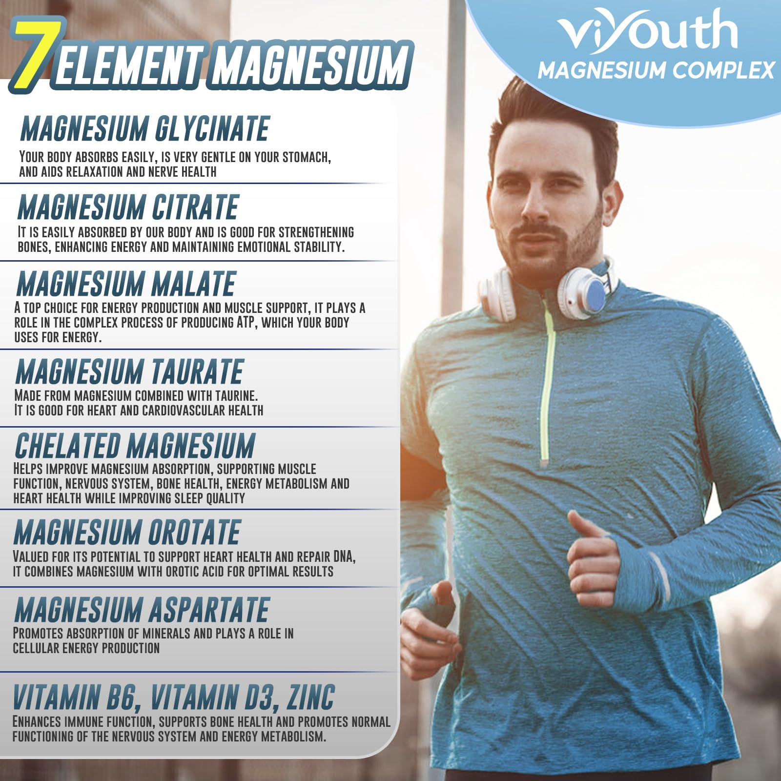 VIYOUTH Magnesium 7 Complex label emphasizing purity and sourcing
