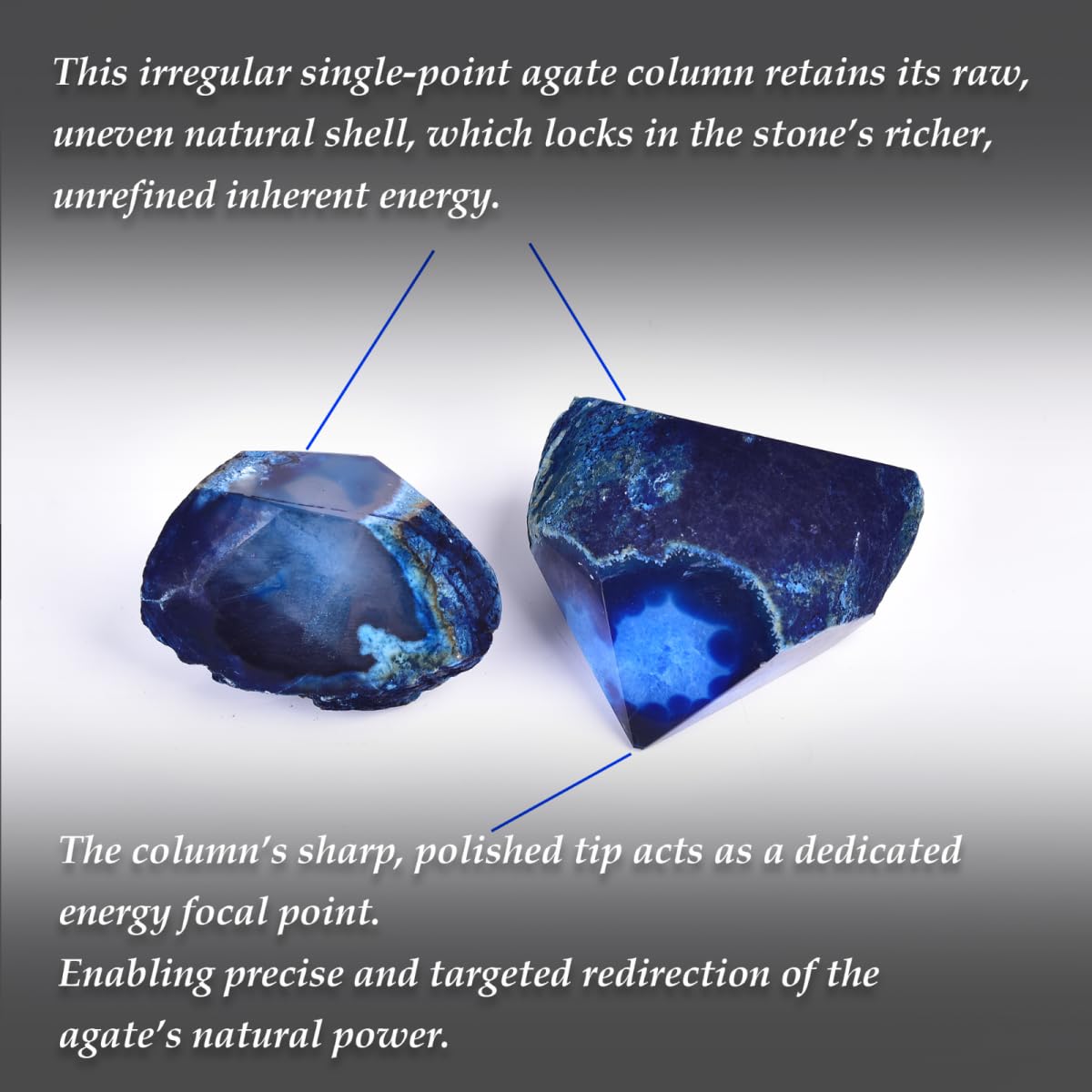 VIZYTOU agate wand irregular column dyed blue ideal for beach-theme home accents