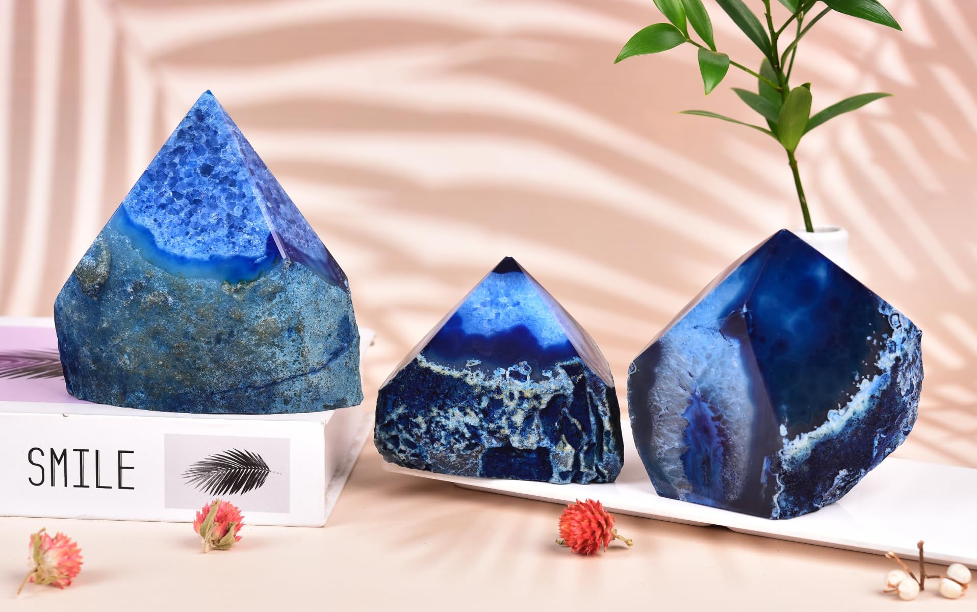 VIZYTOU agate wand irregular column dyed blue perfect as a thoughtful gift