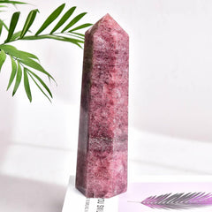 Vizytou crystal obelisk decorates shelves with a unique, calming presence