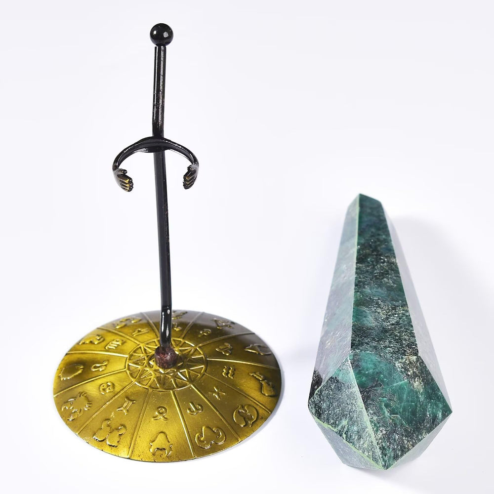 Vizytou Emerald Wand Point close-up reveals natural facets and polished surface for energy work