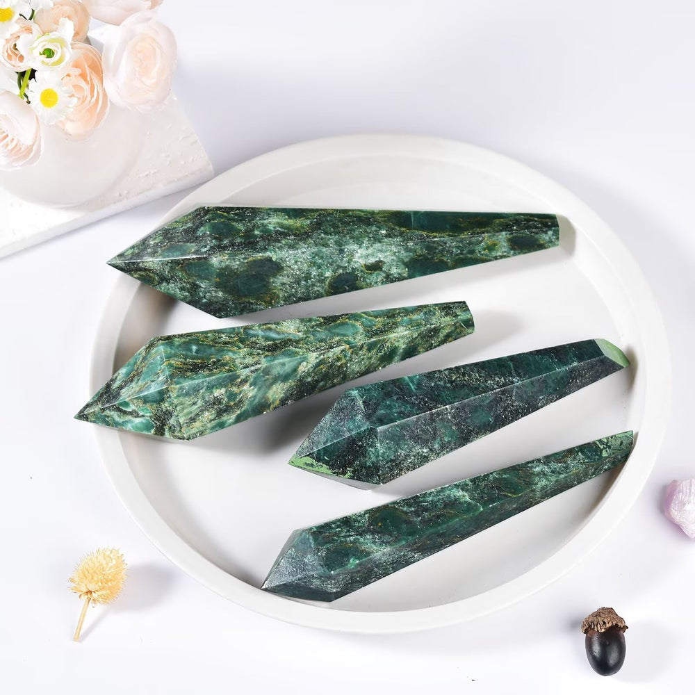 Vizytou Emerald Wand Point on desk demonstrates serene home office decor and positive atmosphere