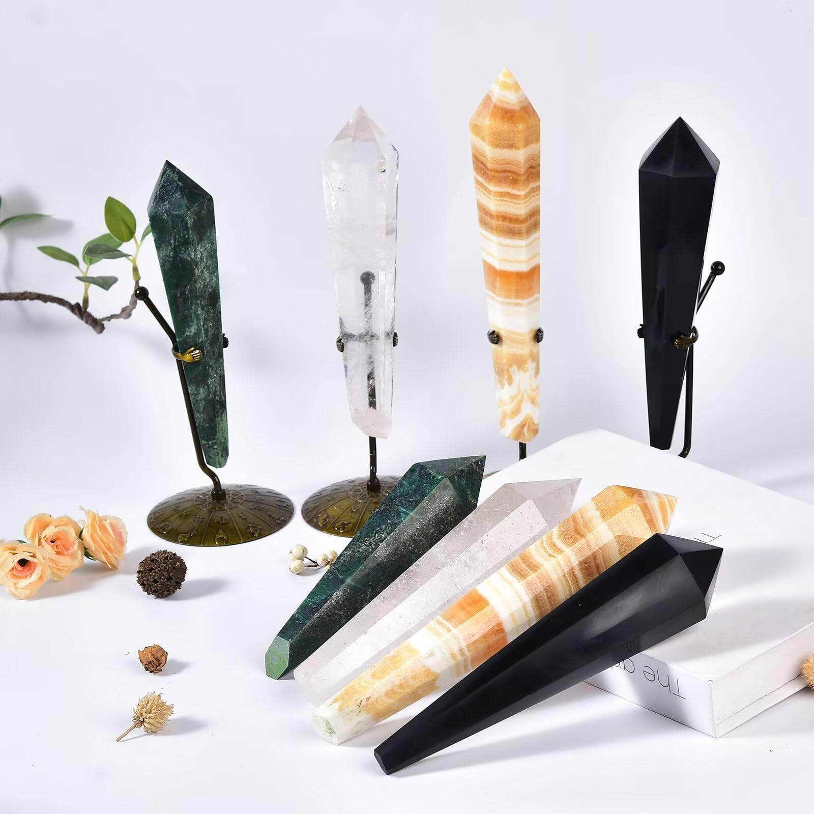 Vizytou Emerald Wand Point decorative scepter inspiring calm during yoga and meditation
