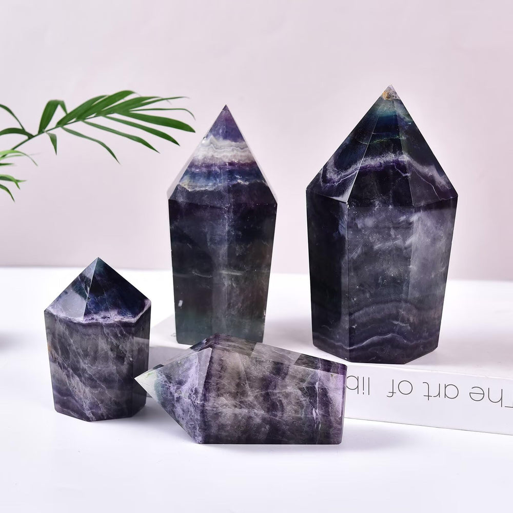 VIZYTOU fluorite tower ideal for crystal collections and yoga spaces