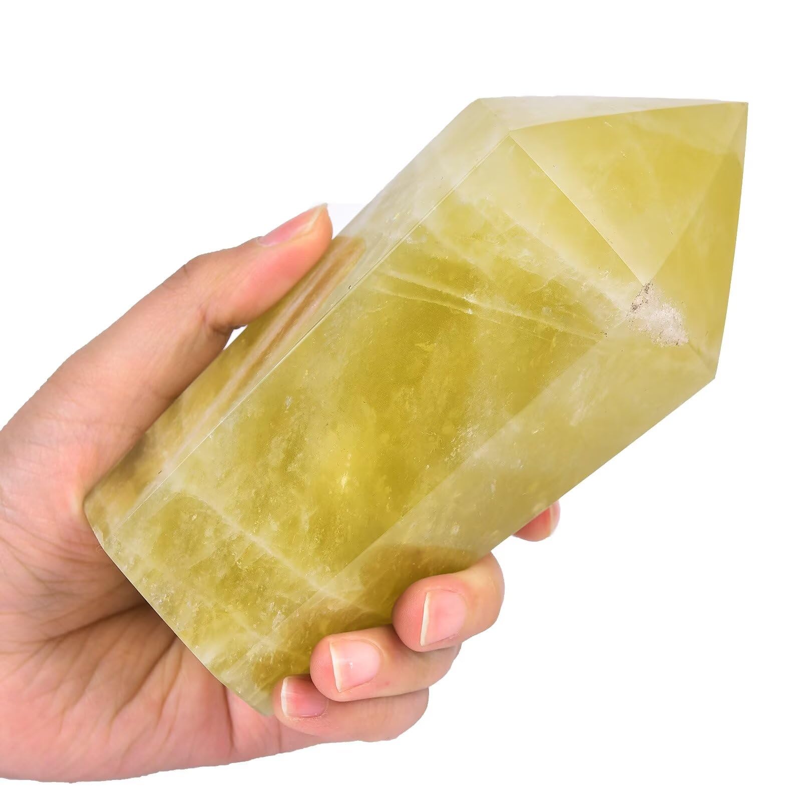 VIZYTOU Lemon Quartz Tower Obelisk adds natural decor to home or office