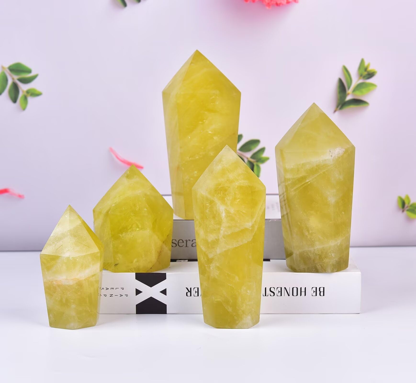 VIZYTOU Lemon Quartz Obelisk reveals natural color variations