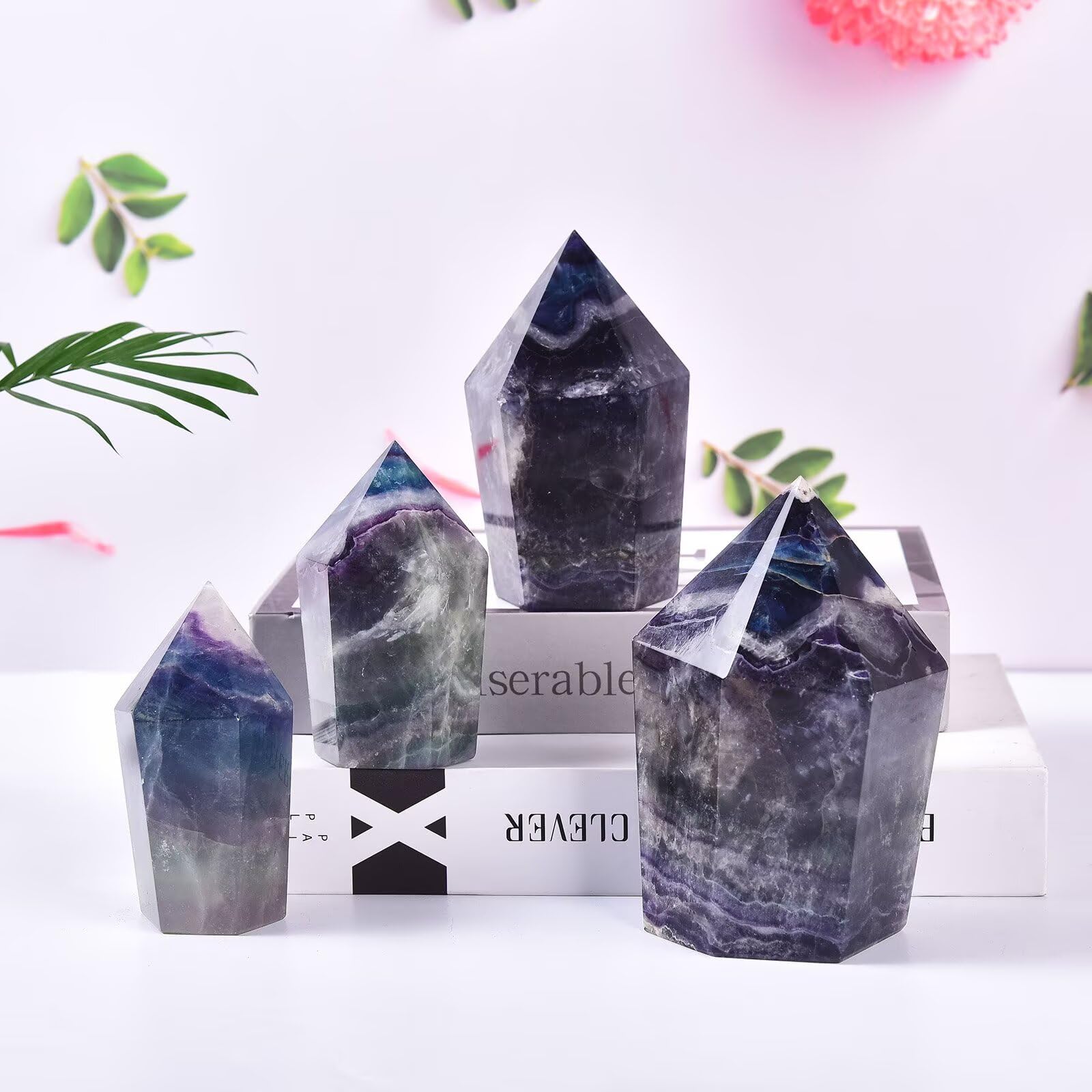VIZYTOU natural fluorite sculpture adds calming ambience to home