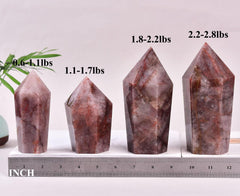 VIZYTOU red hematoid quartz obelisk top view, a striking centerpiece for home decor.