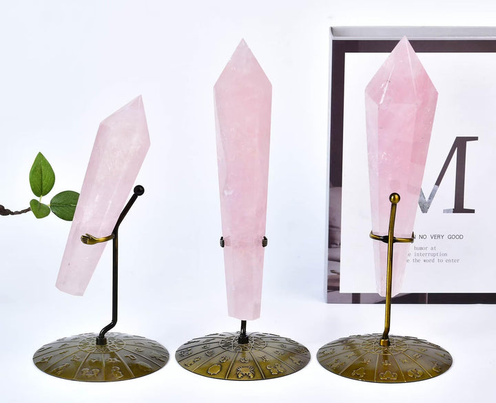 VIZYTOU Rose Quartz Wand shows natural color variations for display