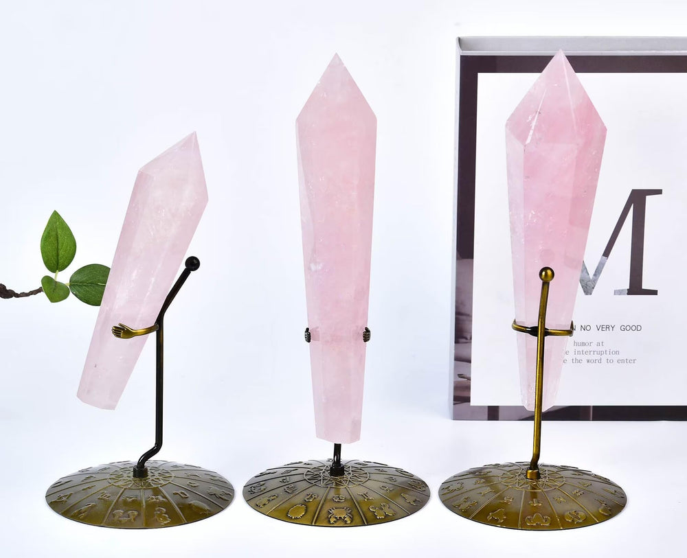 VIZYTOU Rose Quartz Wand shows natural color variations for display