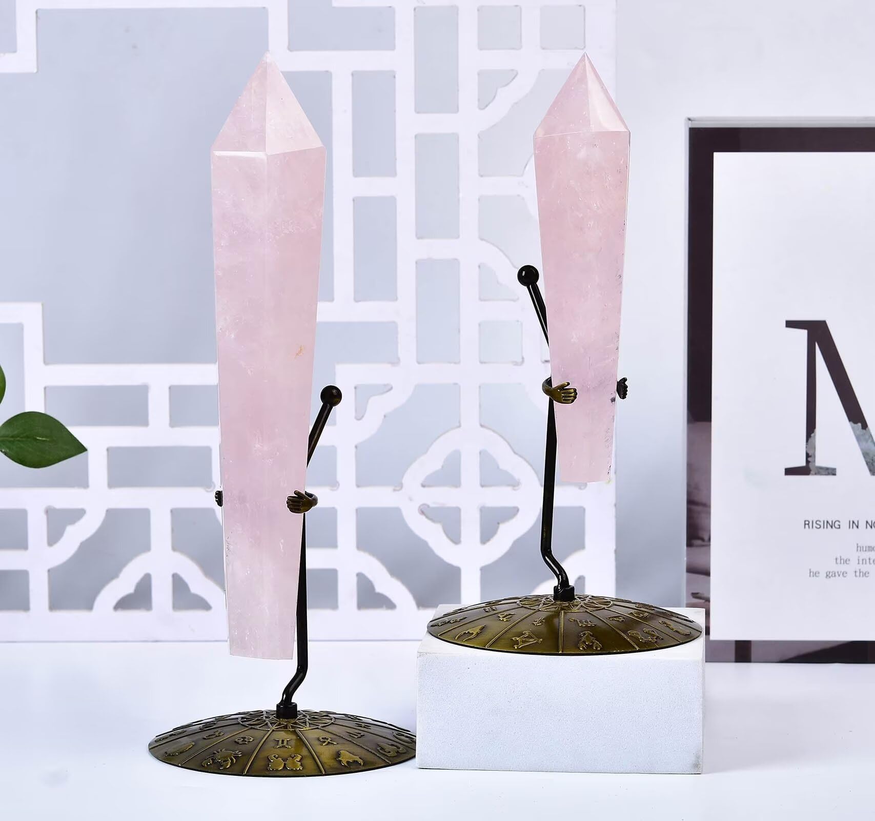 VIZYTOU 6-Faceted Rose Quartz Wand handcrafted for mindful practice