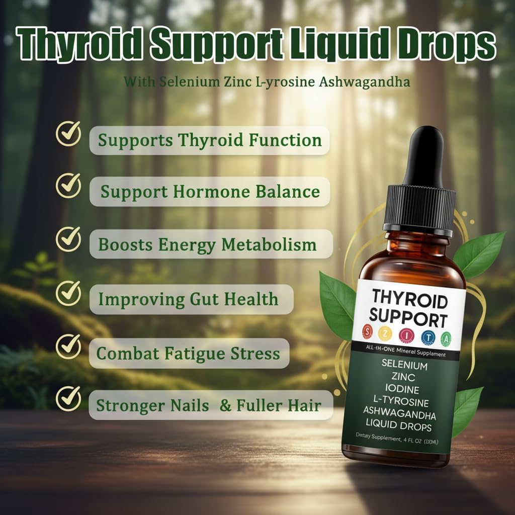 Vlsdoin Kindled Thyroid Support Drops label highlights essential minerals for balance