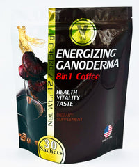 VM Energizing Mushroom Coffee sachet for a quick boost and smooth Colombian Arabica taste.