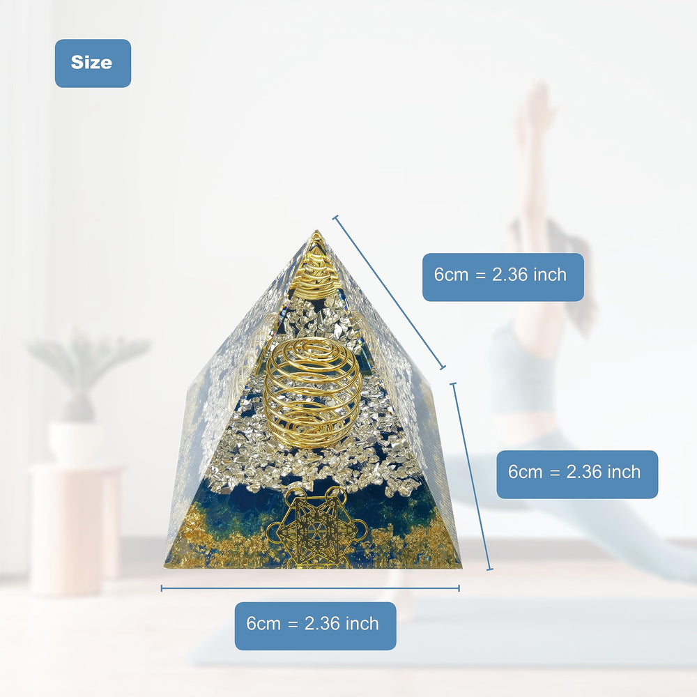 VMDEKK Orgone Pyramid golden-foil detail promotes premium design for the workspace.