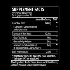 VMI Sports L-Carnitine 1500 Heat liquid close-up of ingredients for maximum absorption.