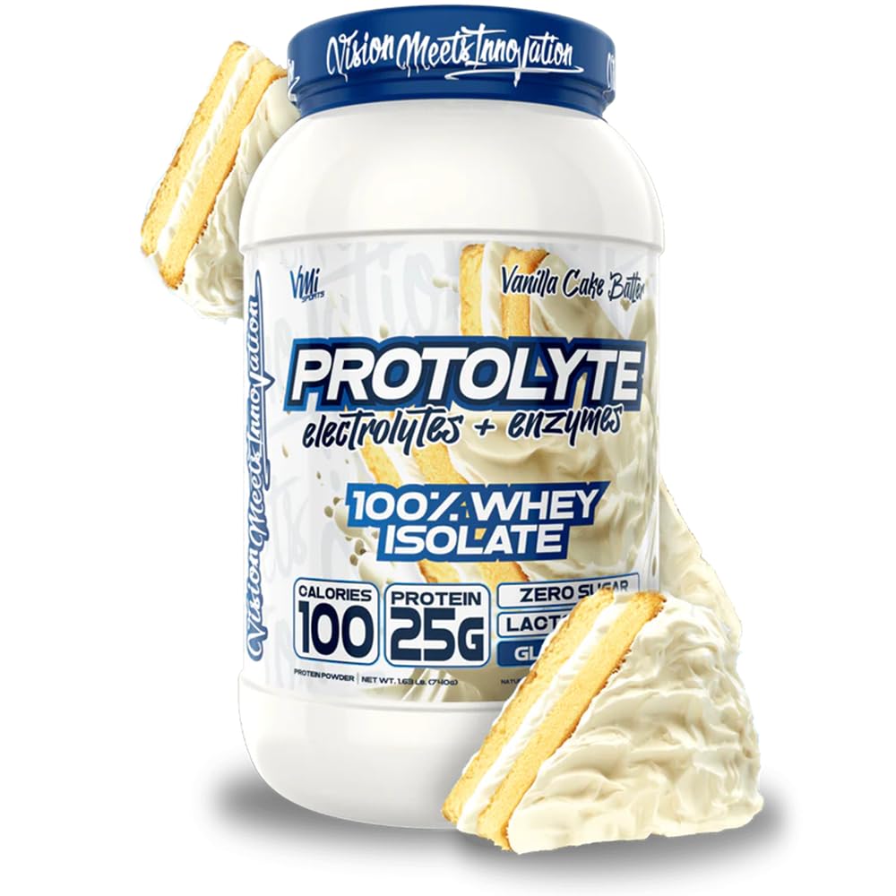 VMI ProtoLyte whey isolate tub in Vanilla Cake Batter, ideal for post-workout recovery.