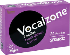 Vocalzone throat pastilles 24-pack open in hand for on-the-go use.